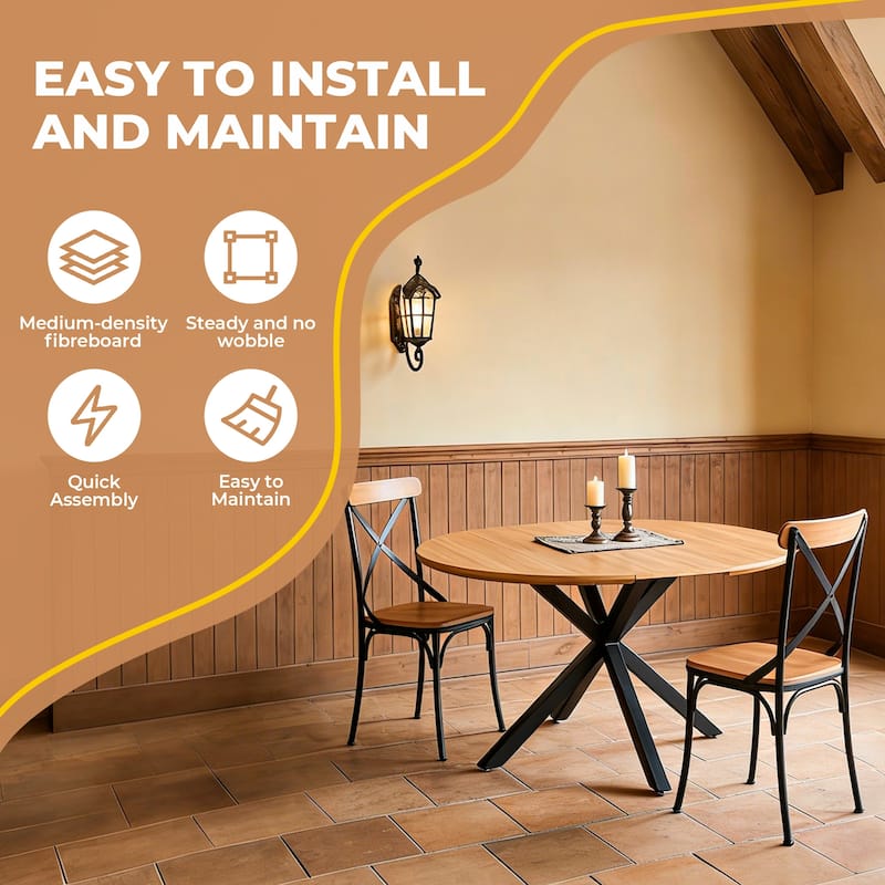 GDFStudio - Mapleton Modern Contemporary Space Saving 62.99" Metal Frame Extendable Dining Table with Telescoping Top - 62.99"L