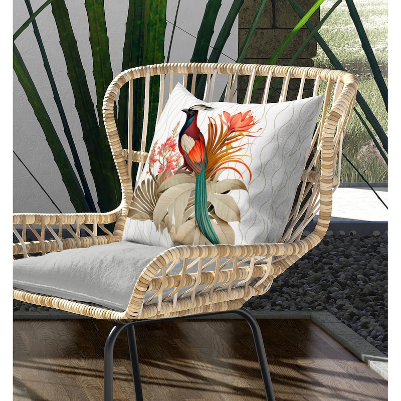 Woodland Flyers Indoor/Outdoor Reversible Throw Pillow White and Beige