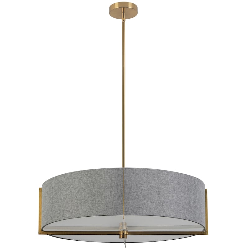 4 Light Pendant Light - Aged Brass Finish with Gray Shade - Modern Ceiling Light Fixture - 26