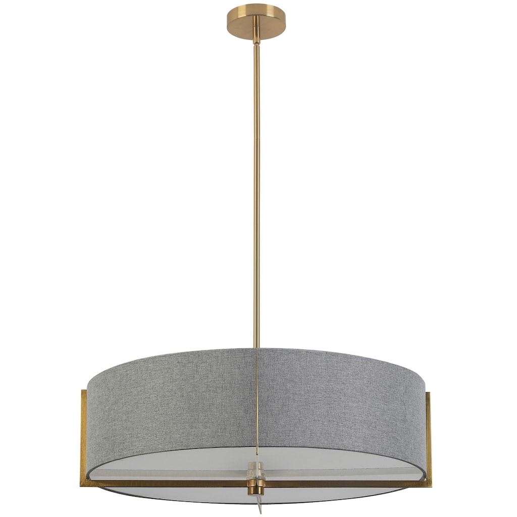 4 Light Pendant Light - Aged Brass Finish with Gray Shade - Modern Ceiling Light Fixture - 26
