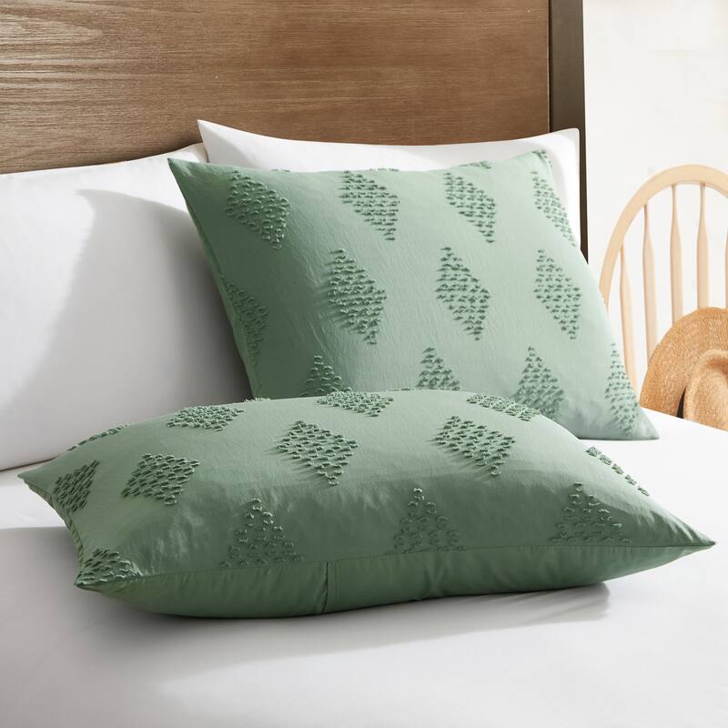 Nestl Boho Tufted Embroidery Double Brushed Duvet Cover with Button Closure