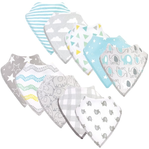 slide 1 of 1, Luvable Friends Baby Boy Cotton Fleece Bandana Bibs, Boy Basic Elephant, One Size - Boy Basic Elephant - One Size One Size - Boy Basic Elephant