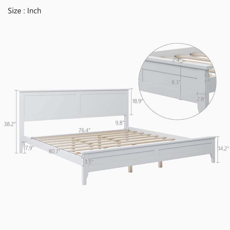 King Size Solid Wood Platform Bed