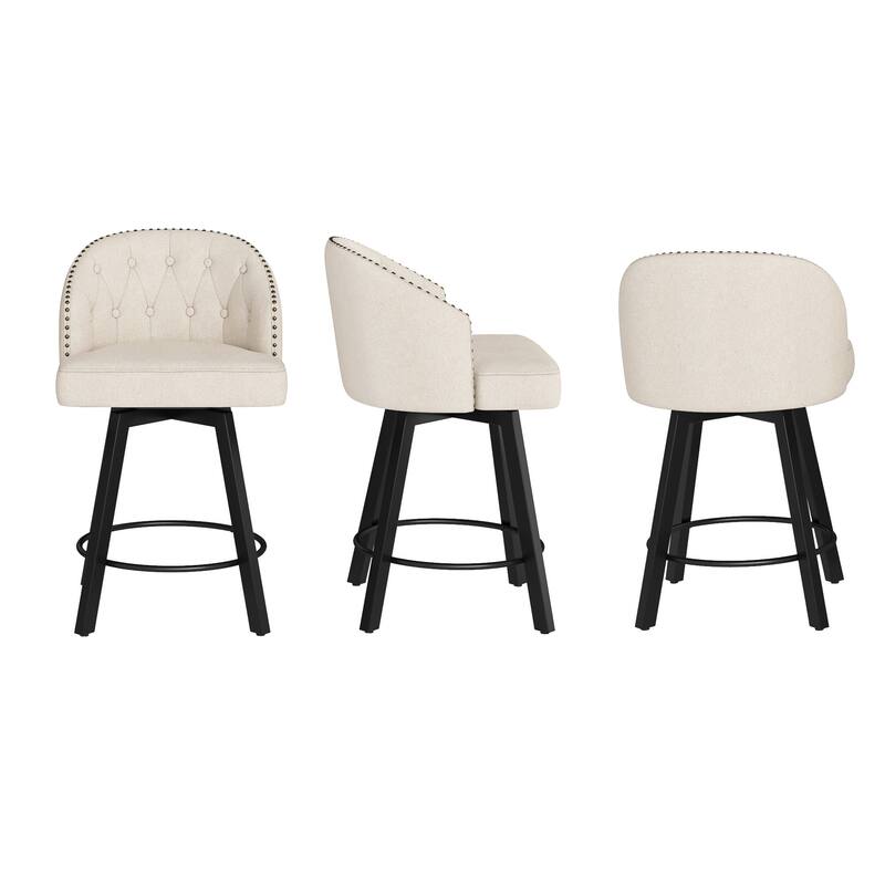 26" Swivel Counter Height Swivel Bar Stools Set of 3 Upholstered Counter Stools - 26" H