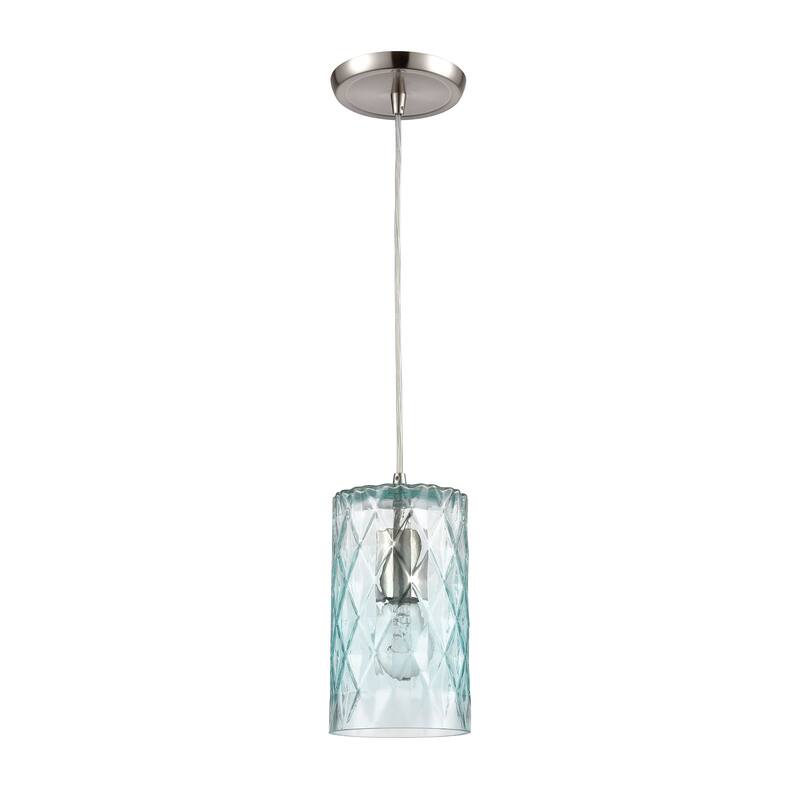 Elk Home Diamond Pleat Nickel With Textured Glass 1 Light Pendant