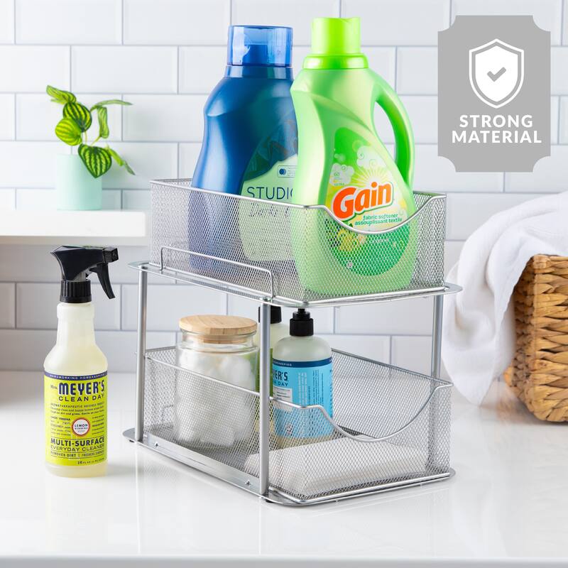 Sorbus 2 Tier Under Sink Bathroom Organizers and Storage (2 Pack) - 14" L x 9.3" W x 12.25" H
