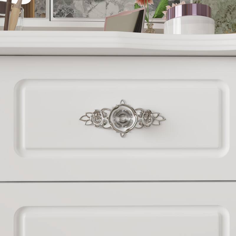 White Makeup Vanity Desk with LED Mirror, 9-Drawer Vanity Table with Storage Cabinets for Bedroom