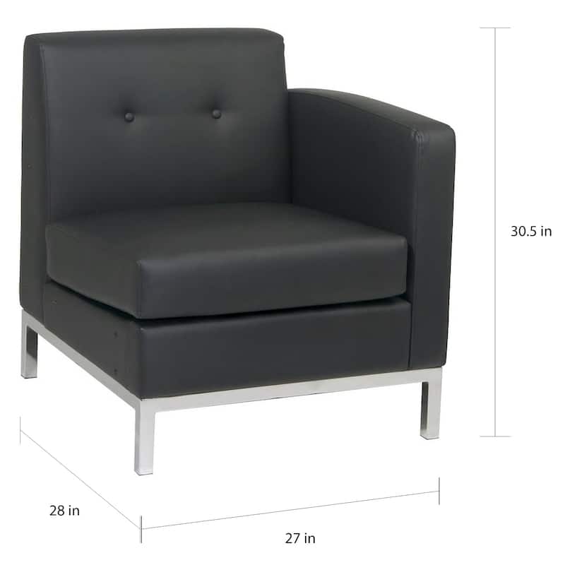 Wall St. Faux Leather and Chrome Right-arm Chair
