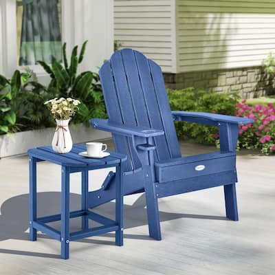 Gymax 2 PCS Patio Folding Adirondack Chair Side Table Cup Holder HDPE