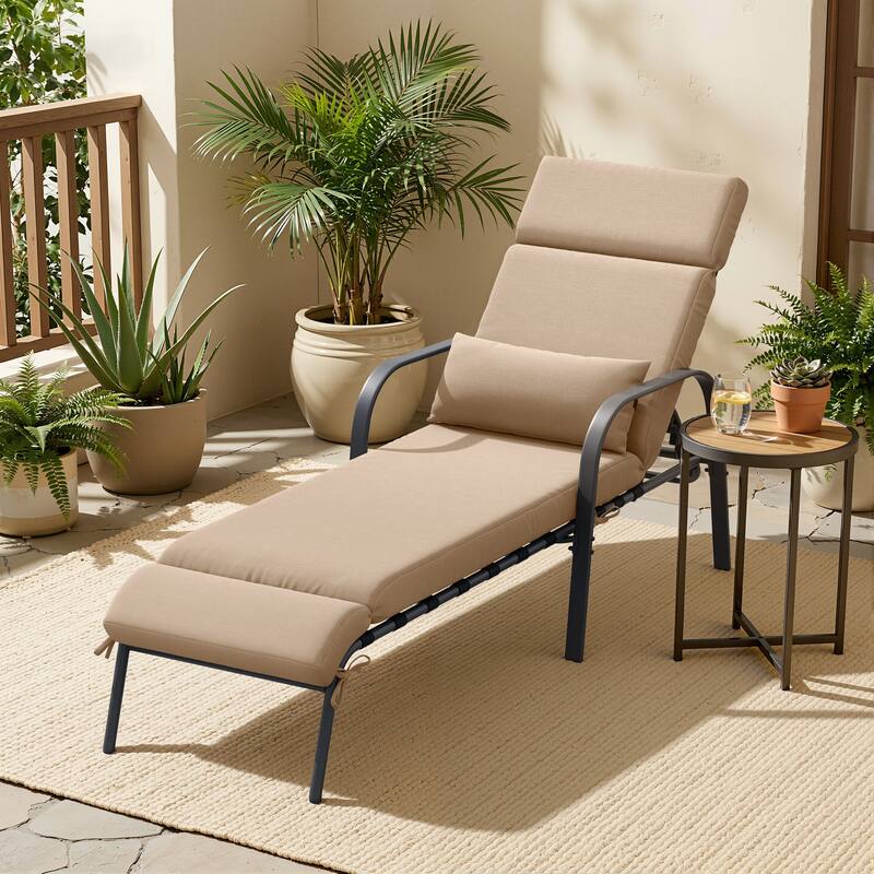 Outdoor Recliner Adjustable Chaise Lounge Chair with Cushion & Pillow