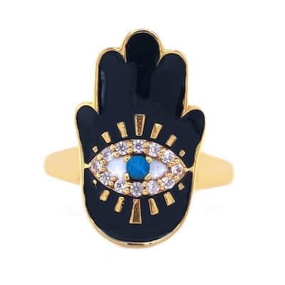 18K Yellow Gold Over Sterling Silver Neon Apatite, White Natural Zircon Ring