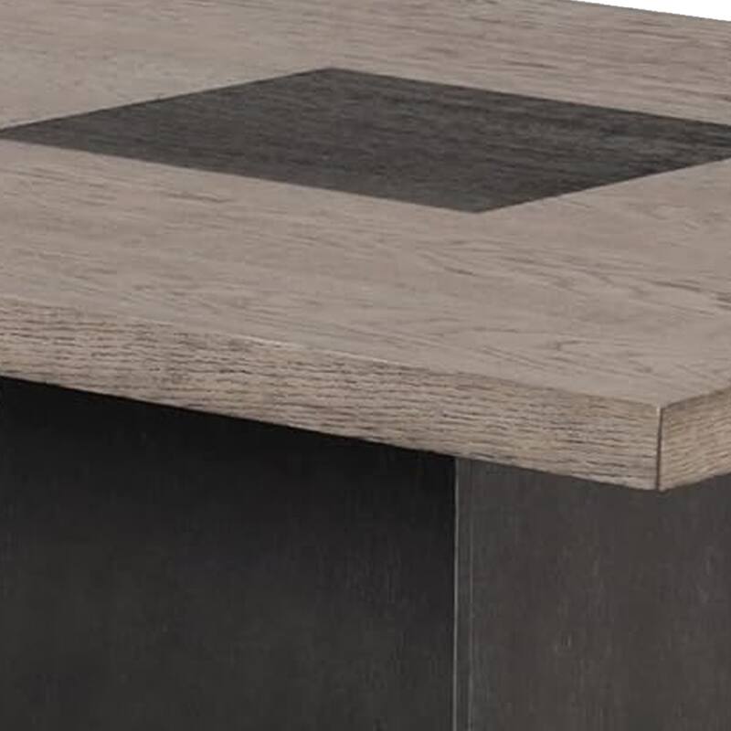 Ager Dining Table, 54 Inch Top in Oak and Walnut Brown, Pedestal Base - Oak Brown, Walnut Brown