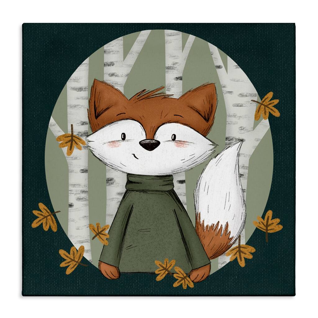 Stupell Autumnal Fox & Birch Trees Canvas Wall Art Design By Sarah Hickman