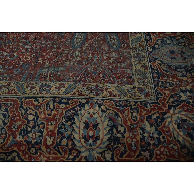 Hand Knotted Oriental 100% Wool Carpet Traditional Floral Oranges & Rust Tabriz Area Rug - 17' 9'' X 12' 8''