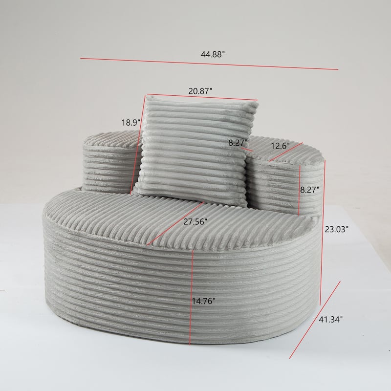 Floor Standing Single Sofa Chair Accent Chair Corduroy Barrel Chair
