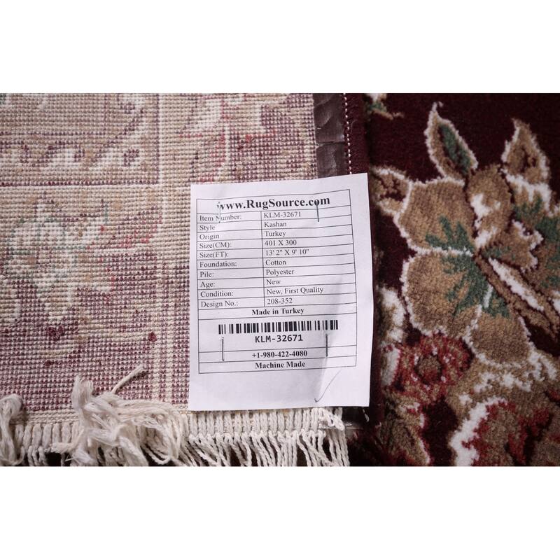 Victorian Style Kashan Turkish Area Rug Machine Made Carpet - 9'10" x 13'2"