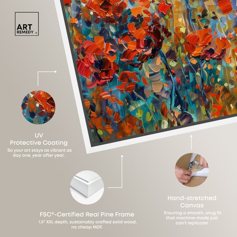 Art Remedy Beautiful Garden Bloom Framed Impressionism 1 Piece Canvas Wall Art /Monet And Van Gogh Inspired Art