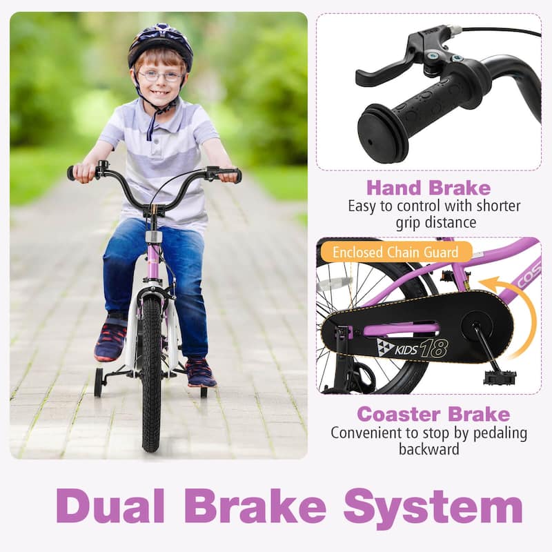 Costway 12"/14"/16"/18" Kids Bike for 3-4 Years Old Boys & Girls with