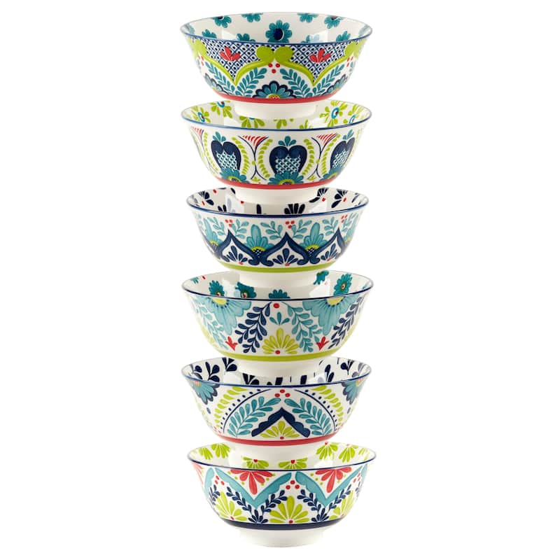 Certified International Talavera Set of 6 All Purpose Bowl 6" 6 asst - 6" Diam x 2.75"