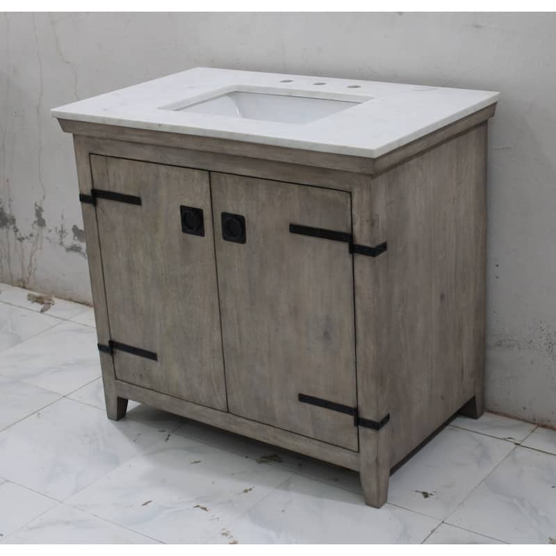 36" White Pigment Barn door Vanity
