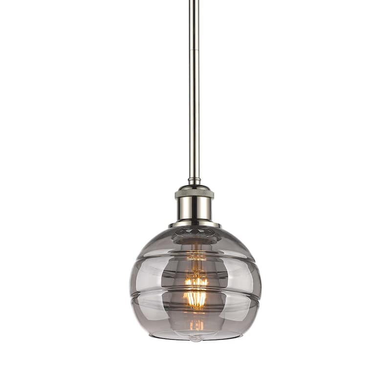 Innovations Lighting 516-1S-8-6 Rochester Pendant Rochester 6" Wide - Polished Nickel / Light Smoke