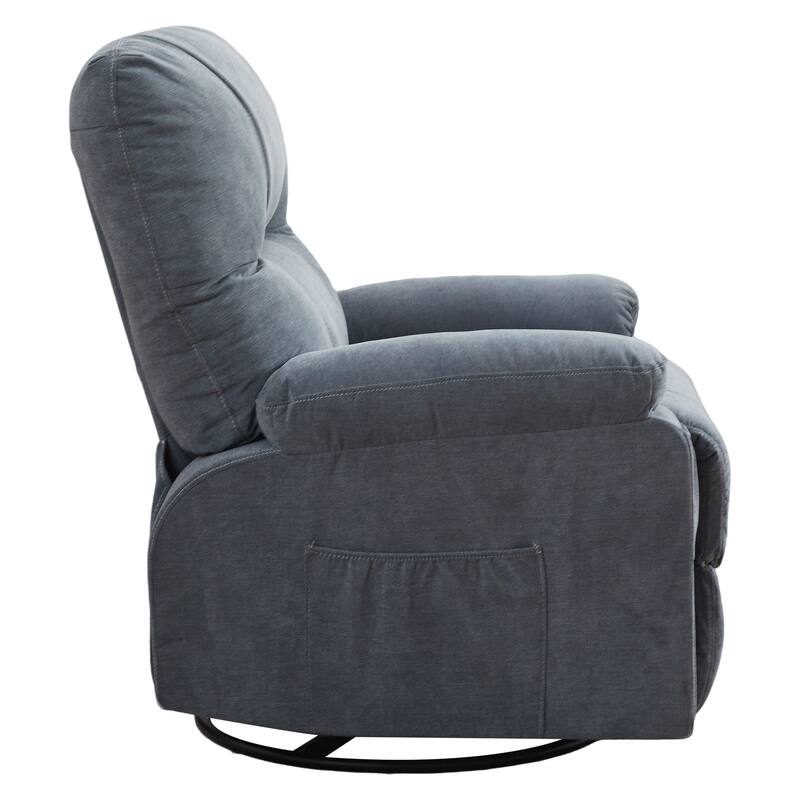 360° Linen Swivel Rocker Recliner with Side Pockets