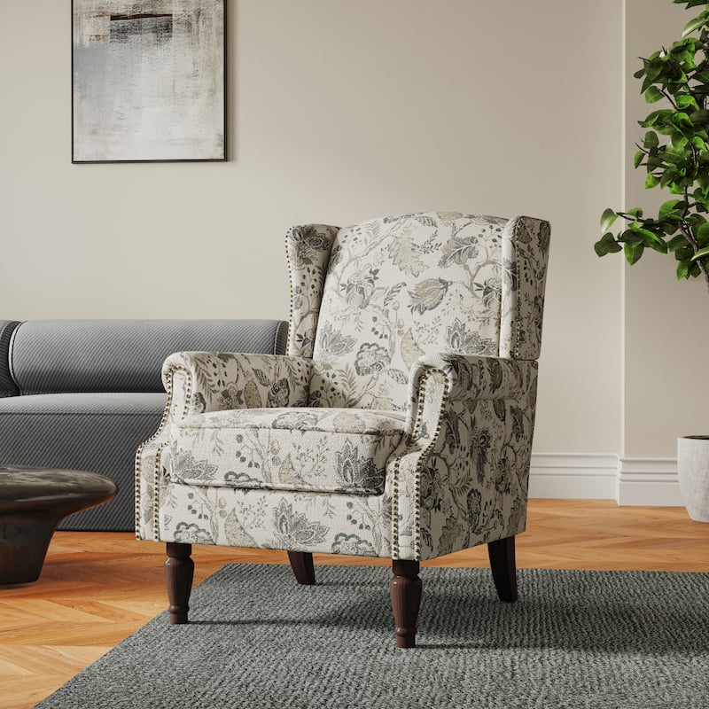 Patterned Upholstered Accent Chair for Living Room