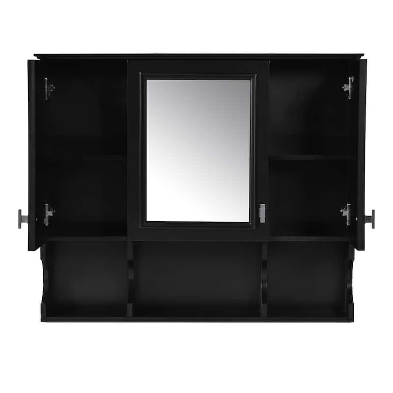 Modern Bathroom Wall Cabinet with Mirror,Mirror Cabinet with Open Shelves,Wall Mounted Bathroom Medicine Cabinet
