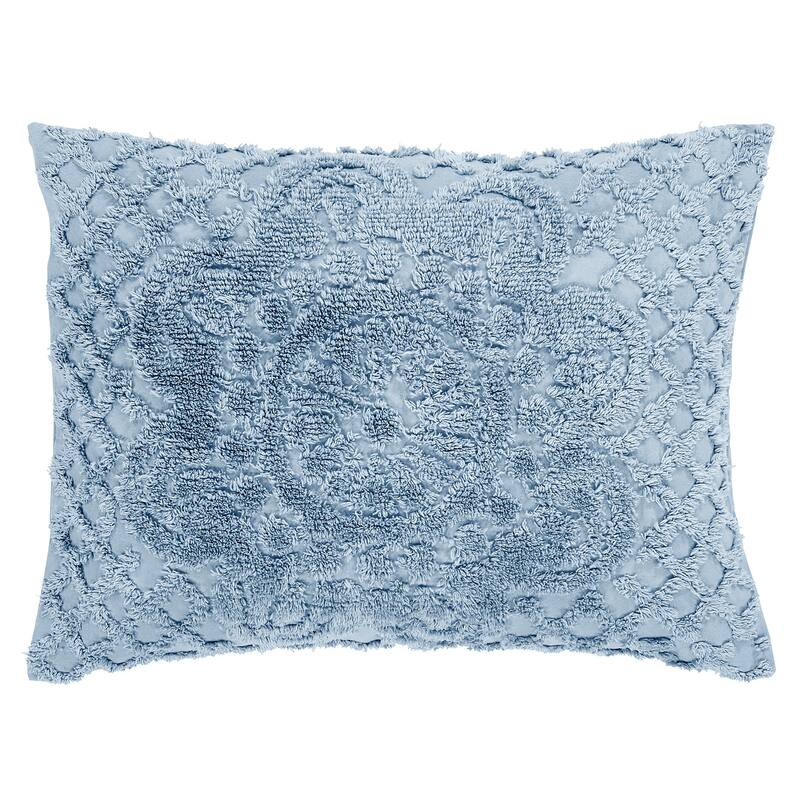 King Wedding Ring Tufted Chenille Bedspread - Blue