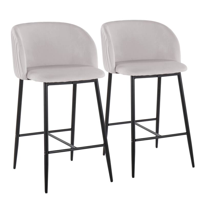 Silver Orchid Pleated Fixed-Height Counter Stool - Set of 2