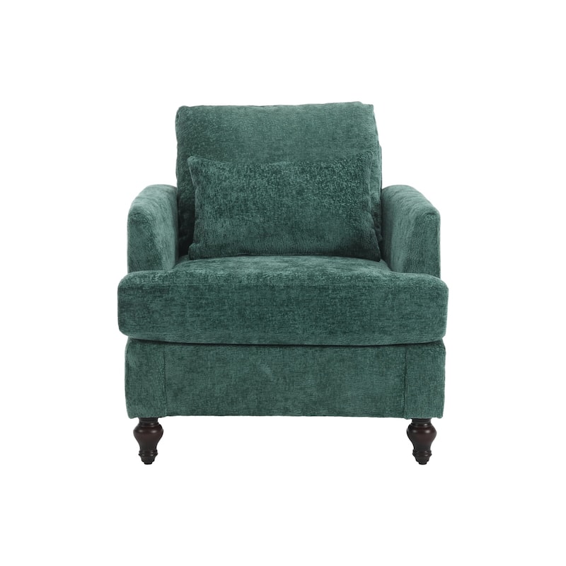 Mid Century Accent Chair with Wood Frame, Modern Upholstered Lounge Reading Chair Armchair, Comfy Single Sofa Chair Club Chair