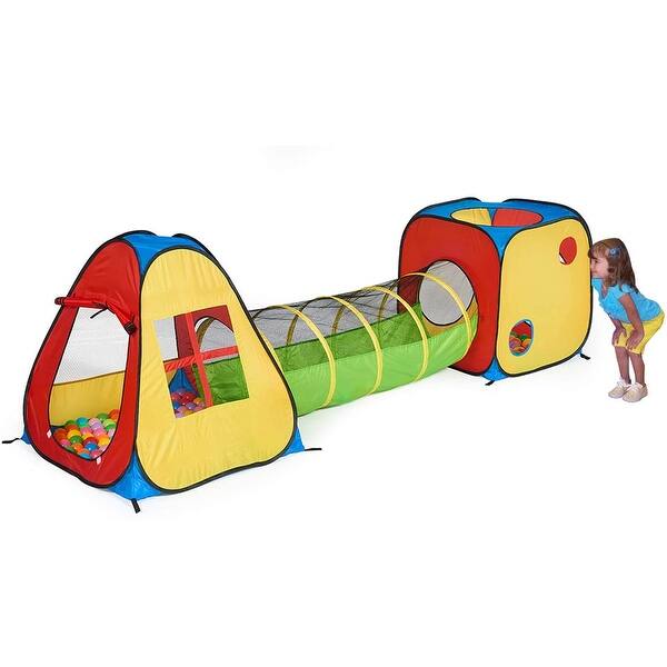 slide 2 of 4, UTEX 3 in 1 Pop Up Play Tent with Tunnel, Ball Pit for Kids, Boys, Girls, Babies and Toddlers, Indoor/Outdoor Playhouse Kids