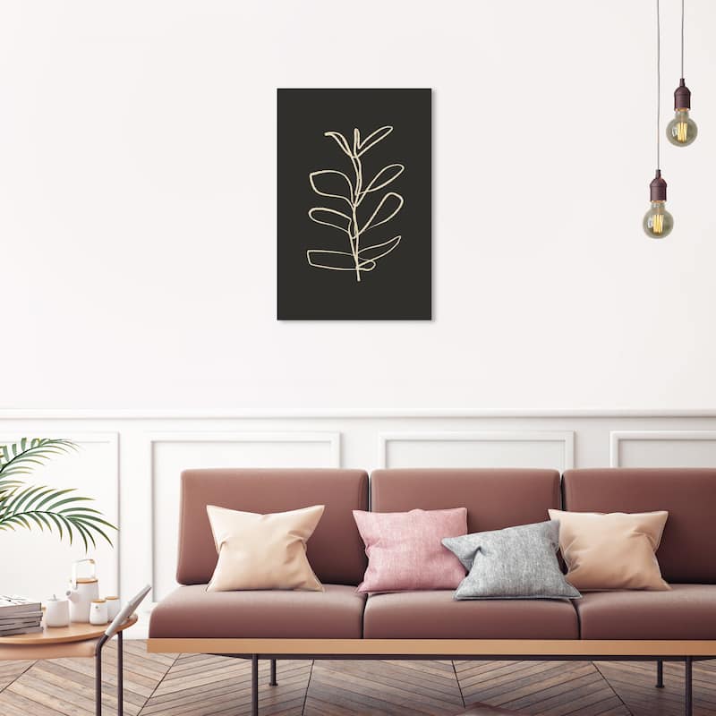 Wynwood Studio Canvas Floral and Botanical Plain Plant II Black and Vanilla Modern & Contemporary Wall Art Canvas Print - 30 x 20