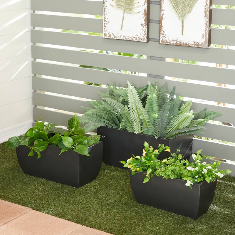 Metal Modern Planter (Set of 3) - S/3 20", 18", 16"W - Grey