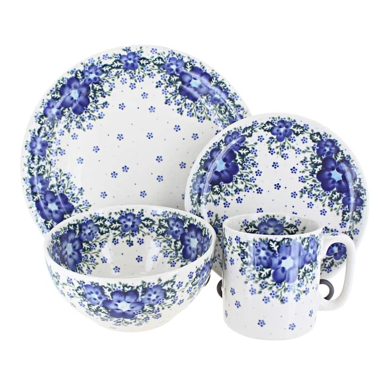 Blue Rose Polish Pottery Vena Dinnerware (4 PC) - Melanie