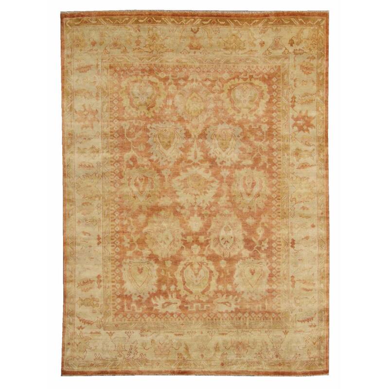 Exquisite Rugs Turkish Oushak Red / Beige New Zealand Wool Rug (8' x 10'). - 8' x 10'