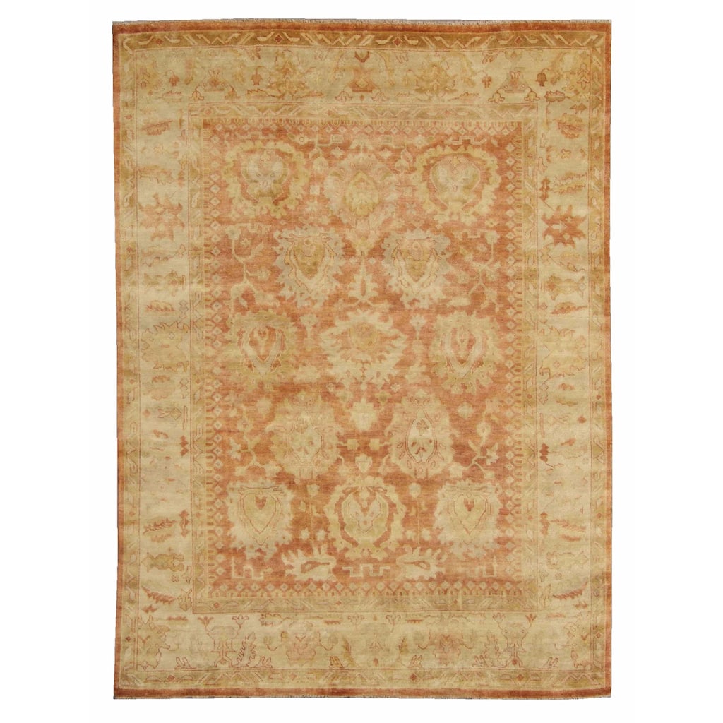 Exquisite Rugs Turkish Oushak Red / Beige New Zealand Wool Rug (8' x 10'). - 8' x 10'