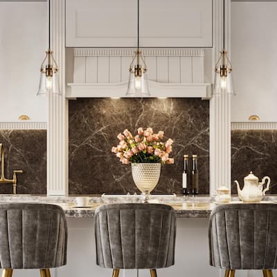 Haye Modern Black Gold 1-Light Mini Glass Pendant Lights for Kitchen Island - D5.5" x H10"