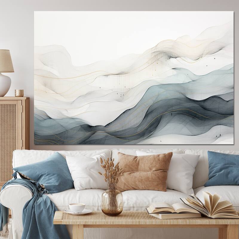 Designart "Blue Grey Line Art Conceptual Abstract II" Modern Wall Decor