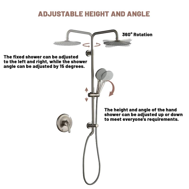 Dual Function Wall Mount Integrated Shower System with Control Valve Shower