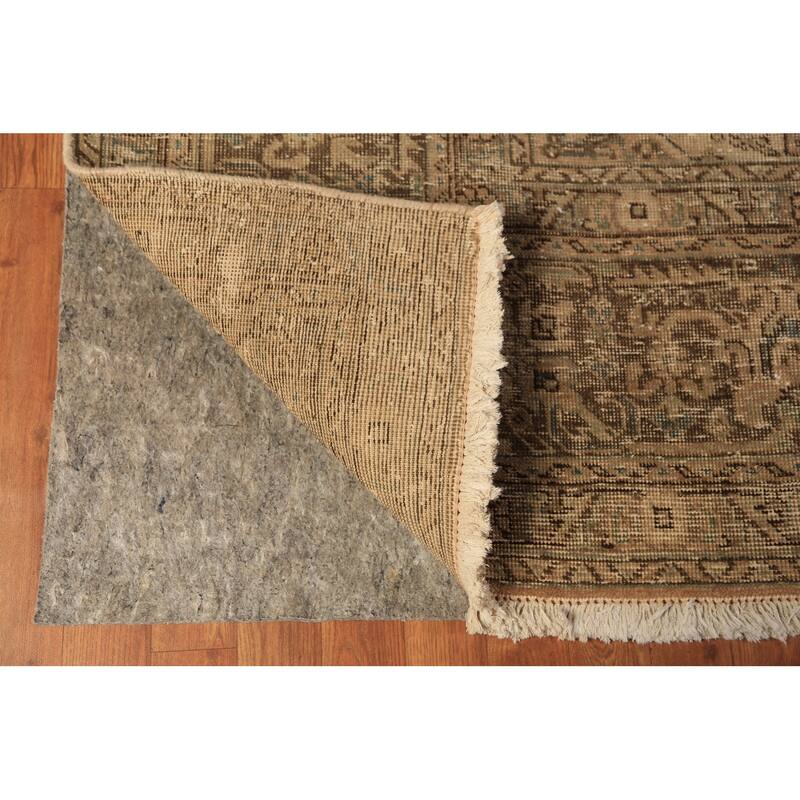 Geometric Tabriz Persian Vintage Rug Handmade Orange Wool Carpet - 9'6" x 12'9"