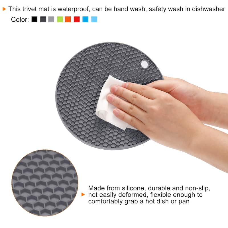 4pcs Silicone Trivet Mat Heat Resistant Pot Holders Hot Pads - Light Grey