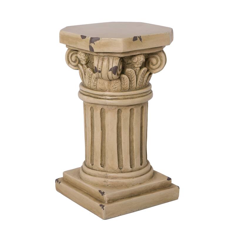 Christopher Knight Home - 18.50"H Classical Ionic MGO Pedestal Plant Stand Side Table for Indoor & Outdoor