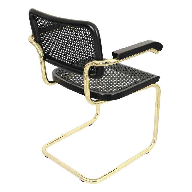 Breuer Chair Company Marcel Breuer Cesca Cane Cantilever Armchair Arm Chair w/ Brass Steel Frame (Various Wood & Cane Colors)