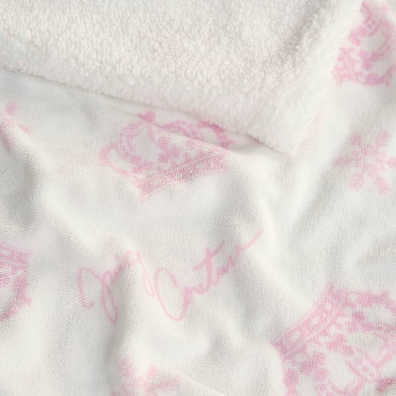 Juicy Couture Plush Reversible Sherpa Throw Blanket