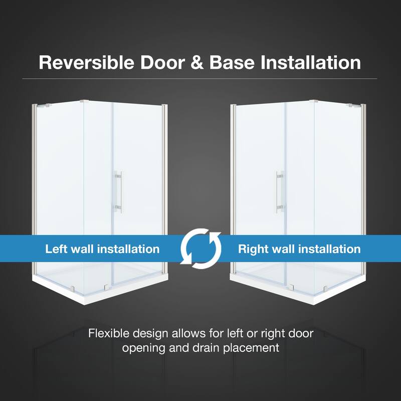 OVE Decors Pasadena Corner Frameless Pivot Shower Door Kit with Base Pan, 2025