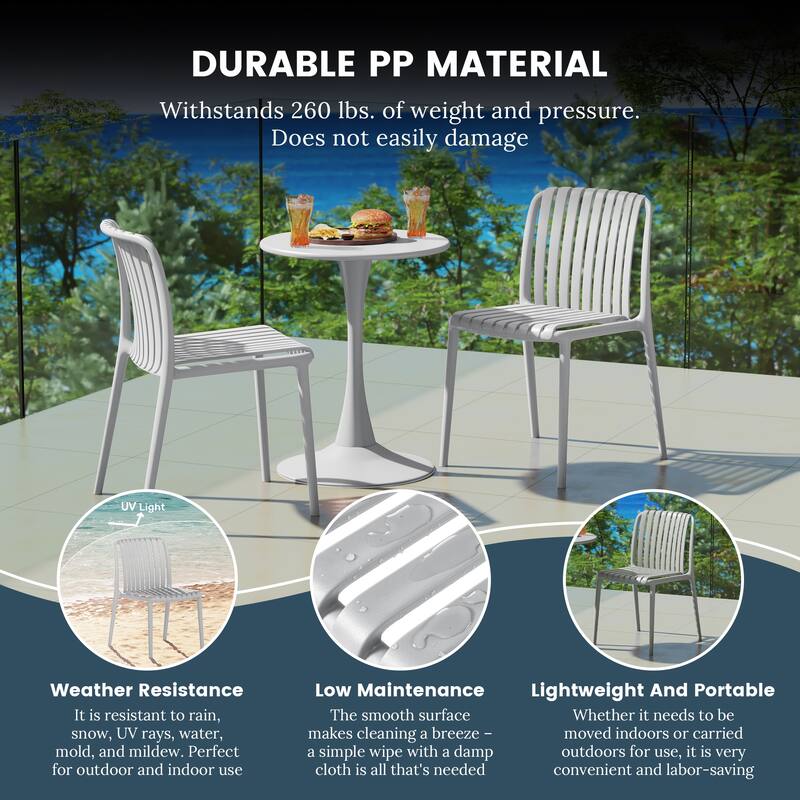 Frond and Form Outdoor Stacking Dining Side Chair (Set of 2)