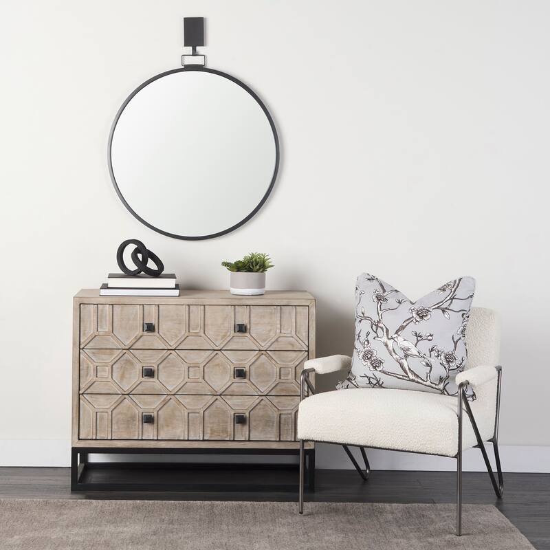 Vicunya Cream Fabric w/Gun Metal Gray Metal Frame Accent Chair - 27.2L x 30.7W x 30.7H