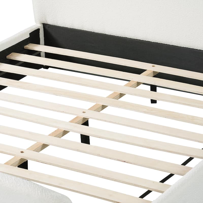 Christopher Knight Home - Soft Pack Modern Upholstered Boucle Bed Frame with Curved Headboard