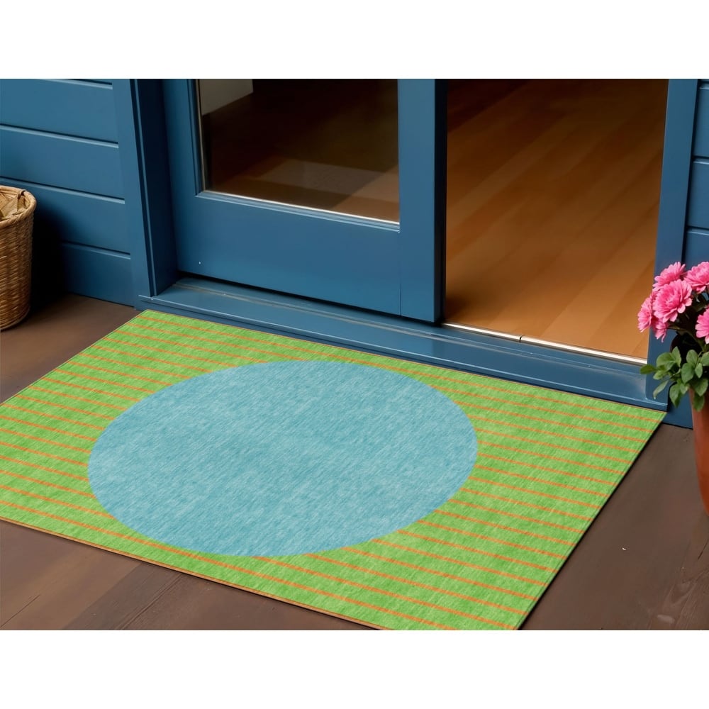 HomeRoots Striped Transitional Rectangle Outdoor Rug